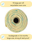 Refill Compostable Dog Poop Bags - 9 x 13" Bag Rolls: Regular Size - 15 Bags per Roll - 23 x 33cm Bag Size