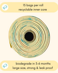 Compostable Dog Poop Bags - 15 Bag Rolls - 9 x 13" Bag Size: 3 Roll (45 Bags)