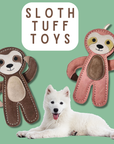 Tuff Toys Pet-friendly eco-sourced Sloth Dog Toy made of all: Pink