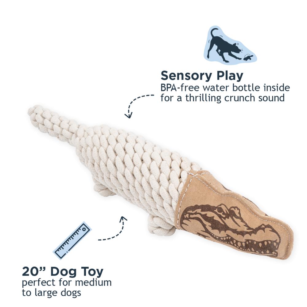 Toy Leather - NATURAL Rope Crunch Crocodile 20"