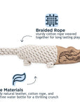 Toy Leather - NATURAL Rope Crunch Crocodile 20"
