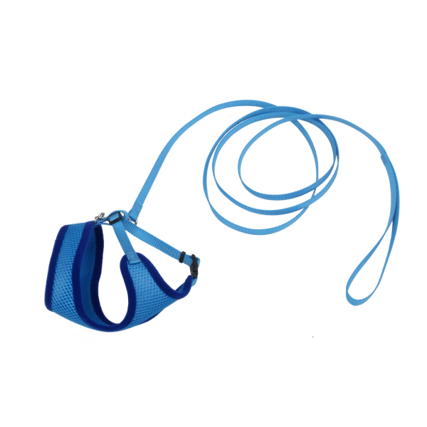 ComfortSoft Mesh Cat Harness w/6&#39; Leash Blue Lagoon XSmall