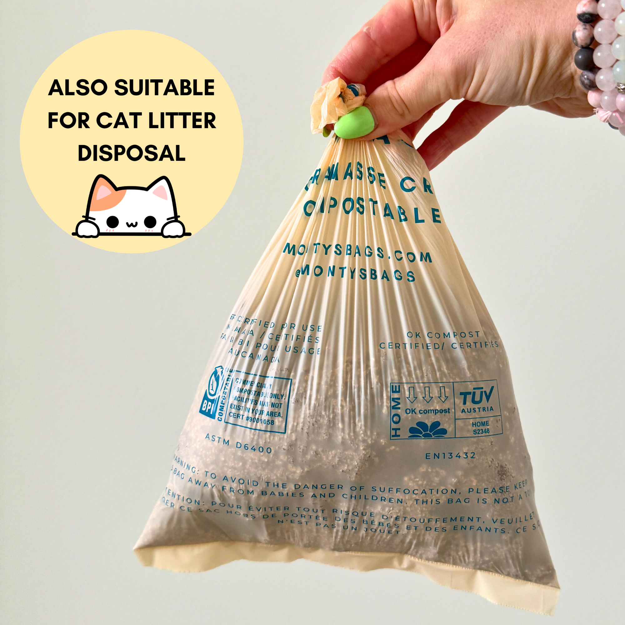 Compostable Dog Poop Bags - 15 Bag Rolls - 9 x 13" Bag Size: 3 Roll (45 Bags)